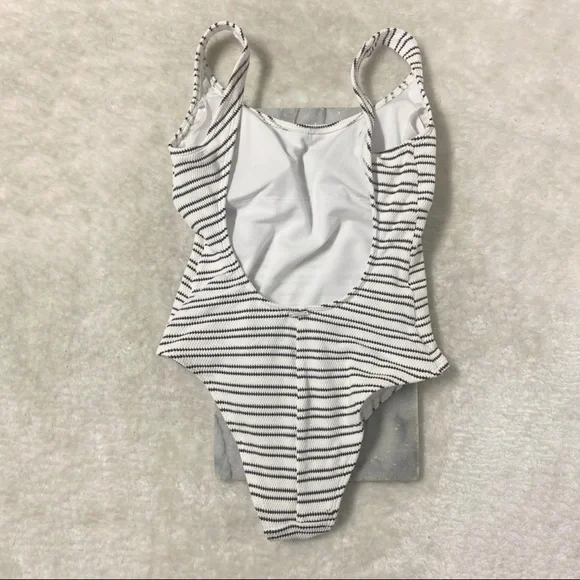 Abercrombie & Fitch One Piece Bathing Swimsuit Sz XS Black White Striped - Picture 2 of 8